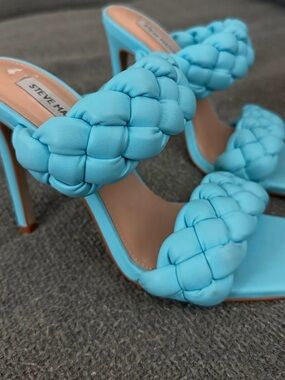 Steve Madden Braided Double-Strap High Heel Sandals in Turquoise